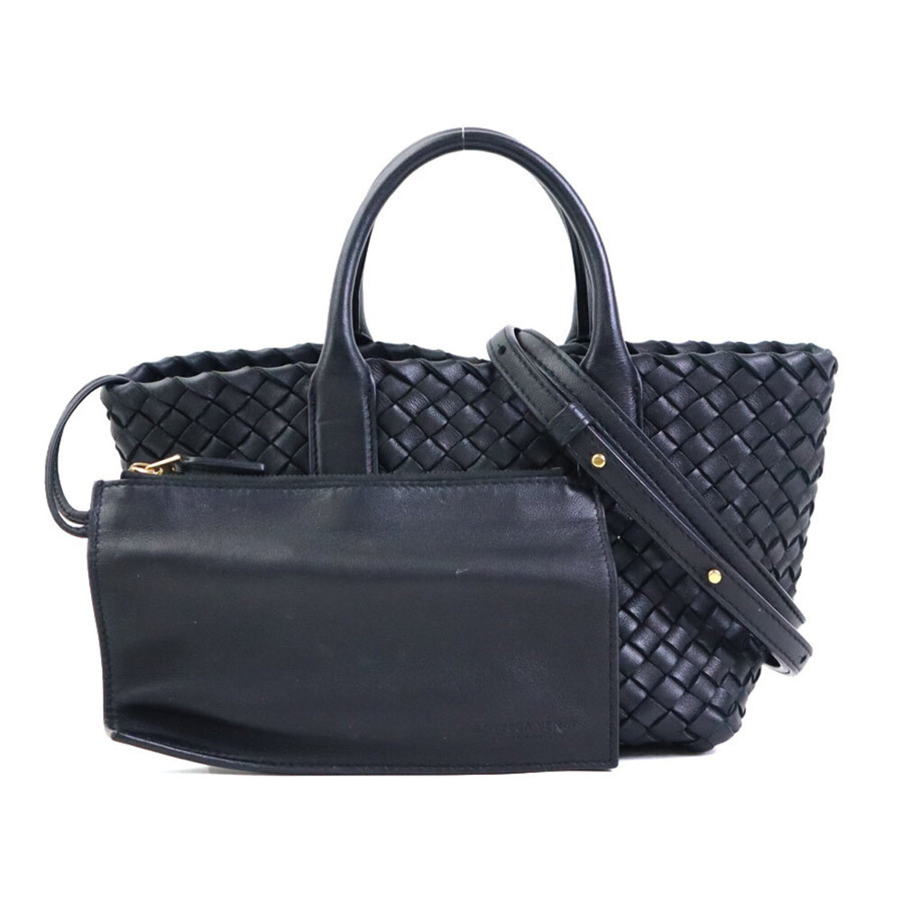 Bottega Veneta handbag/shoulder bag, Intrecciato Mini Cabas, lambskin, black,...